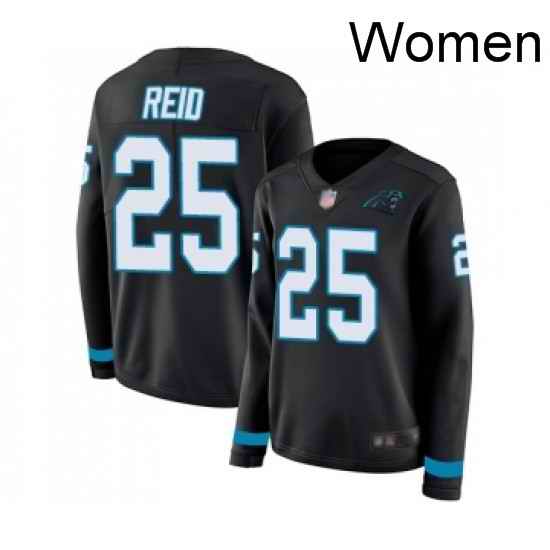 Womens Carolina Panthers 25 Eric Reid Limited Black Therma Long Sleeve Football Jersey